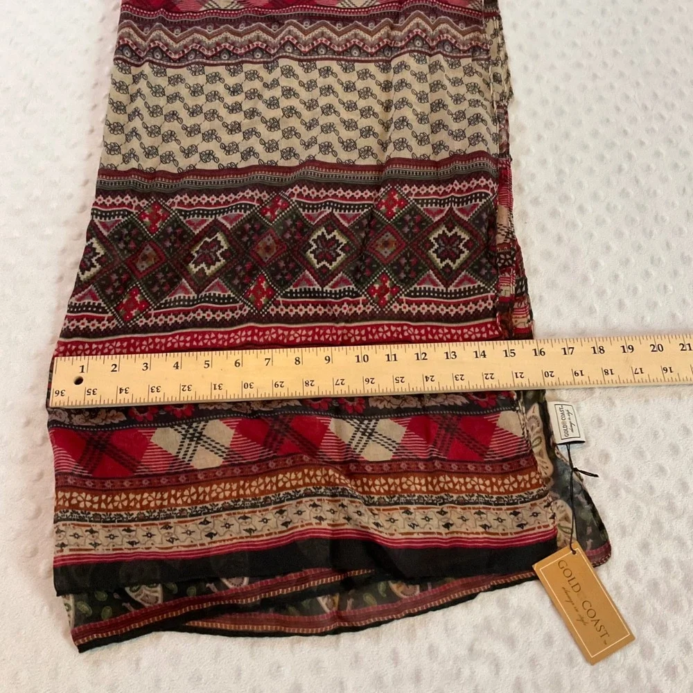 Gold Coast Bohemian Patchwork Scarf Wrap Shawl Red Beige‎ Boho Festival